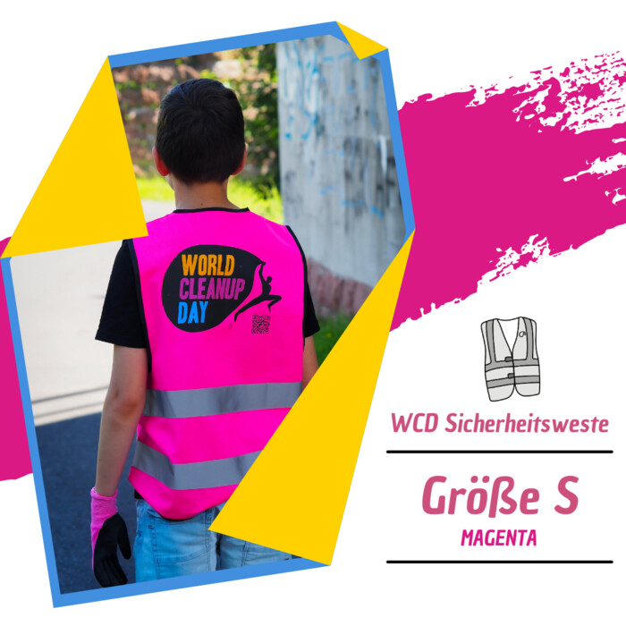 World Cleanup Day Sicherheitsweste – Größe S, magenta - Sichtbar handeln. Nachhaltig wirken. Miniaturansicht