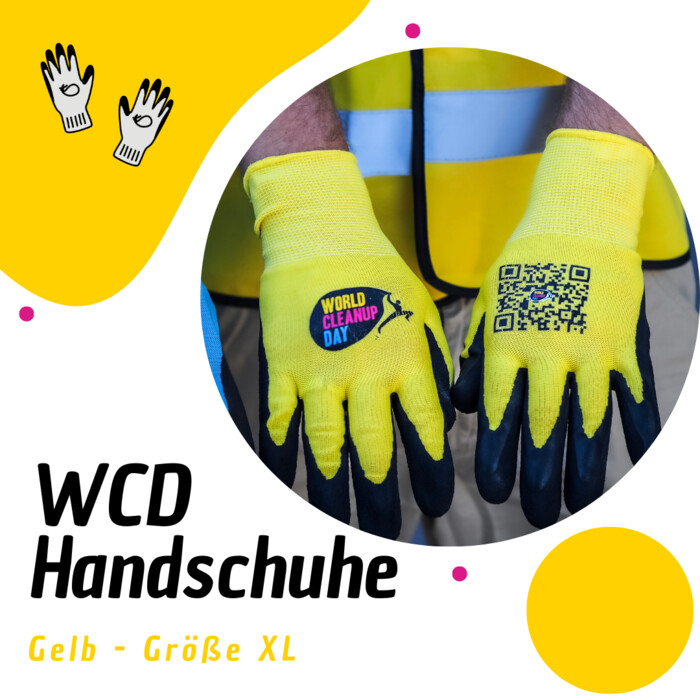 World Cleanup Day Handschuhe – Größe XL, gelb - Maximaler Schutz. Klare Botschaft. Nachhaltiger Einsatz. Miniaturansicht