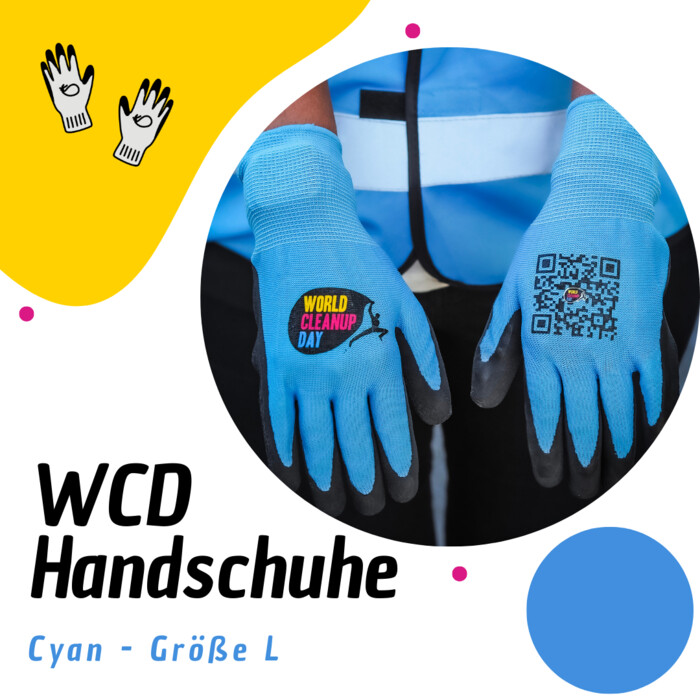World Cleanup Day Handschuhe – Größe L, cyan (blau) - Nachhaltiger Schutz für aktive Umweltschützer:innen Miniaturansicht