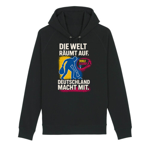 World Cleanup Day Hoodie – Black Edition  „Die Welt räumt auf. Deutschland macht mit.“ – Tragen Sie die Botschaft. Spüren Sie den Unterschied. Miniaturansicht